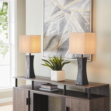 S/2 Dark Walnut Table Lamps