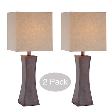 S/2 Dark Walnut Table Lamps