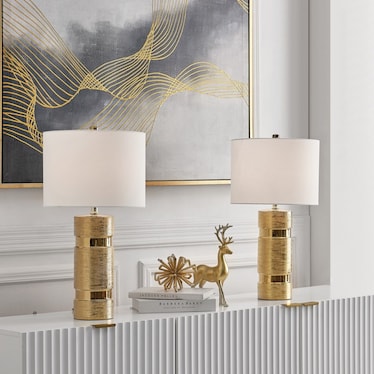 S/2 Brush Gold Table Lamps