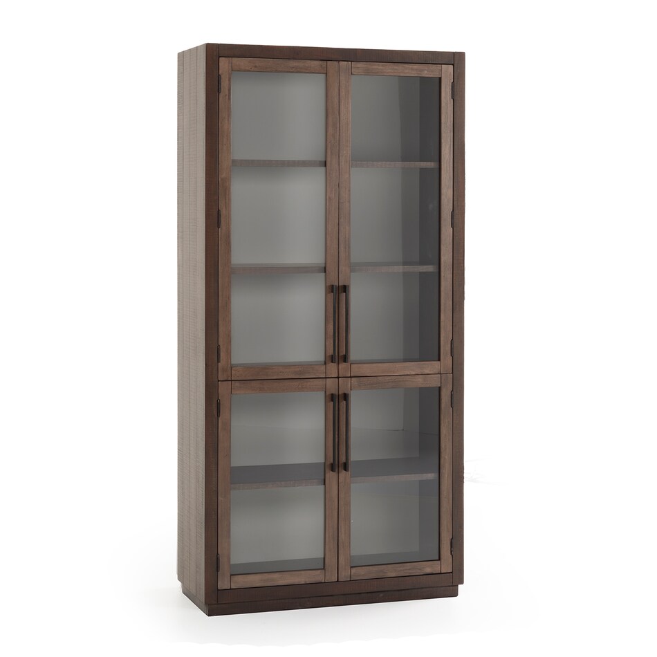 tobacco leaf & buckskin curio cabinets   