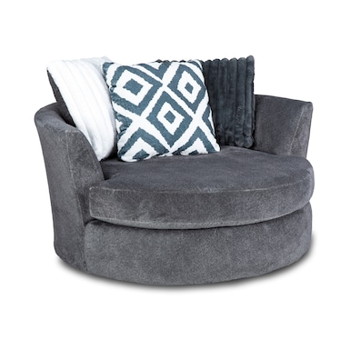 Cozy Gunmetal Swivel Pod Chair
