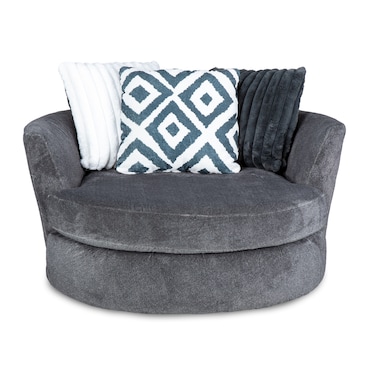 Cozy Gunmetal Swivel Pod Chair