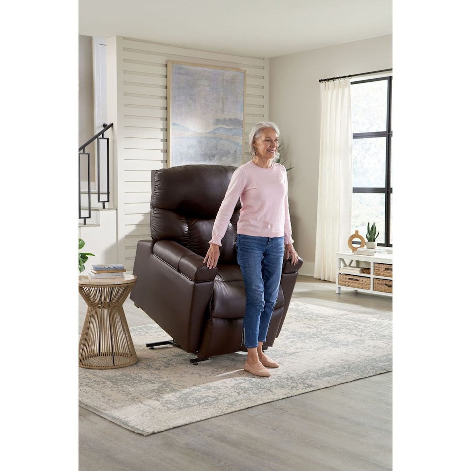 u brown fabric lift chair   