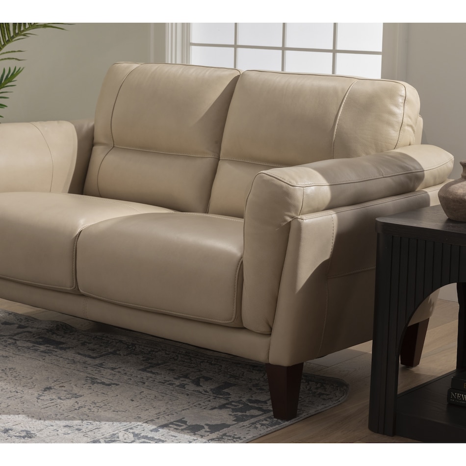 v beige leathermatch sofa   