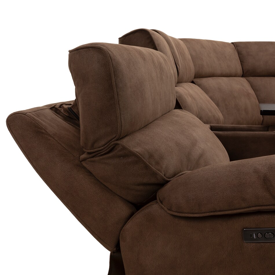 vaquaro driftwood mocha sectional w recliner mpc  