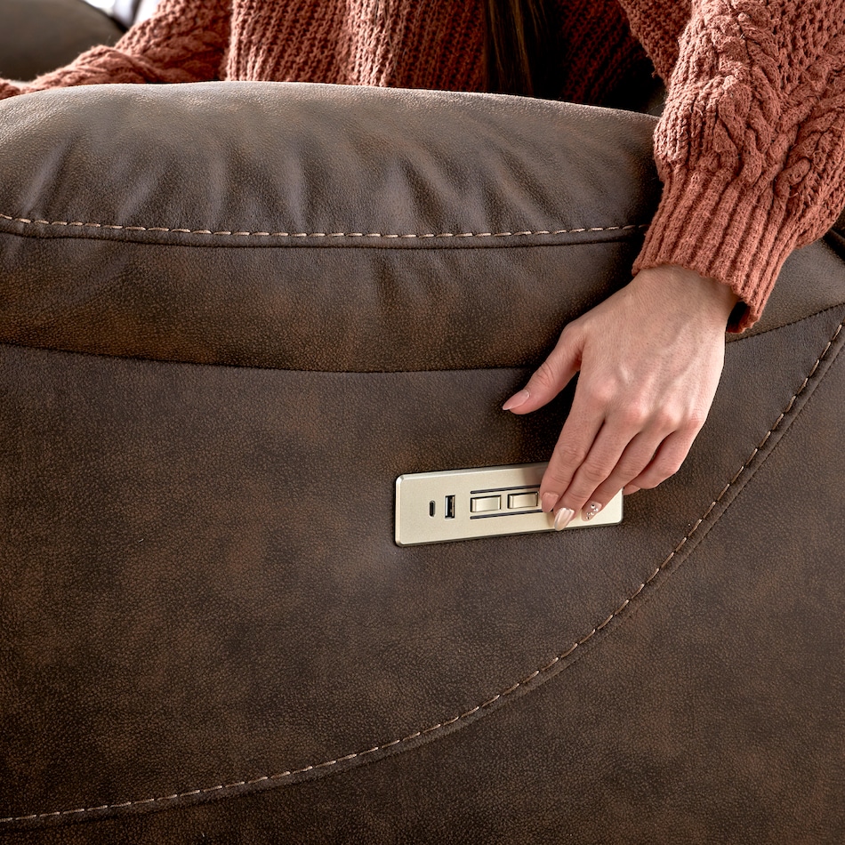 walnut casual transitional recl sofa