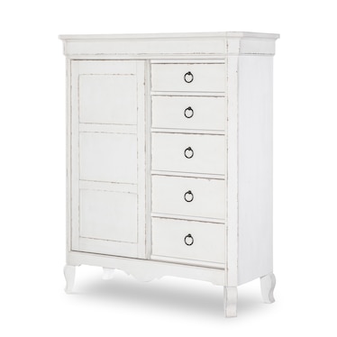 Vintage 5 Drawer White Accent Chest