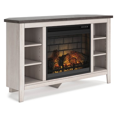 Lake Side RTA White Corner Fireplace TV Stand