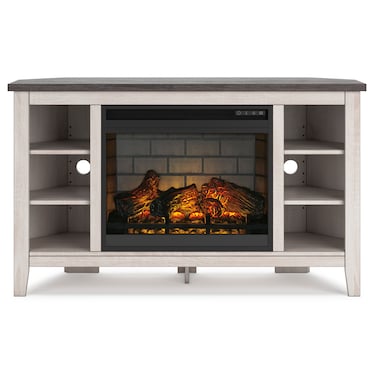 Lake Side RTA White Corner Fireplace TV Stand