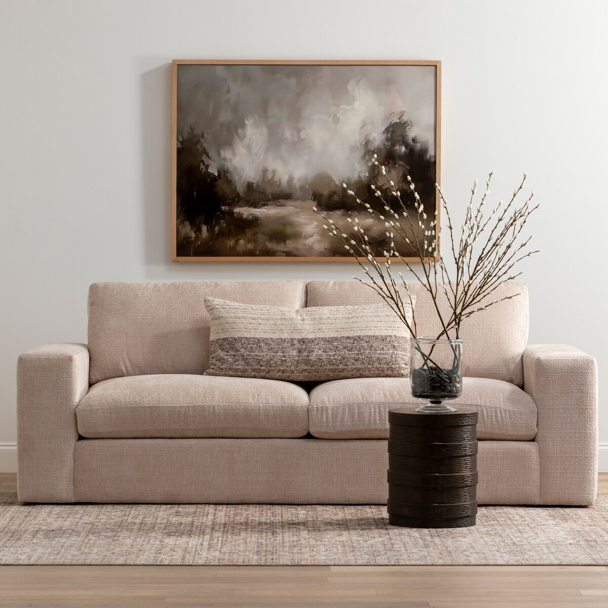 y beige fabric sofa